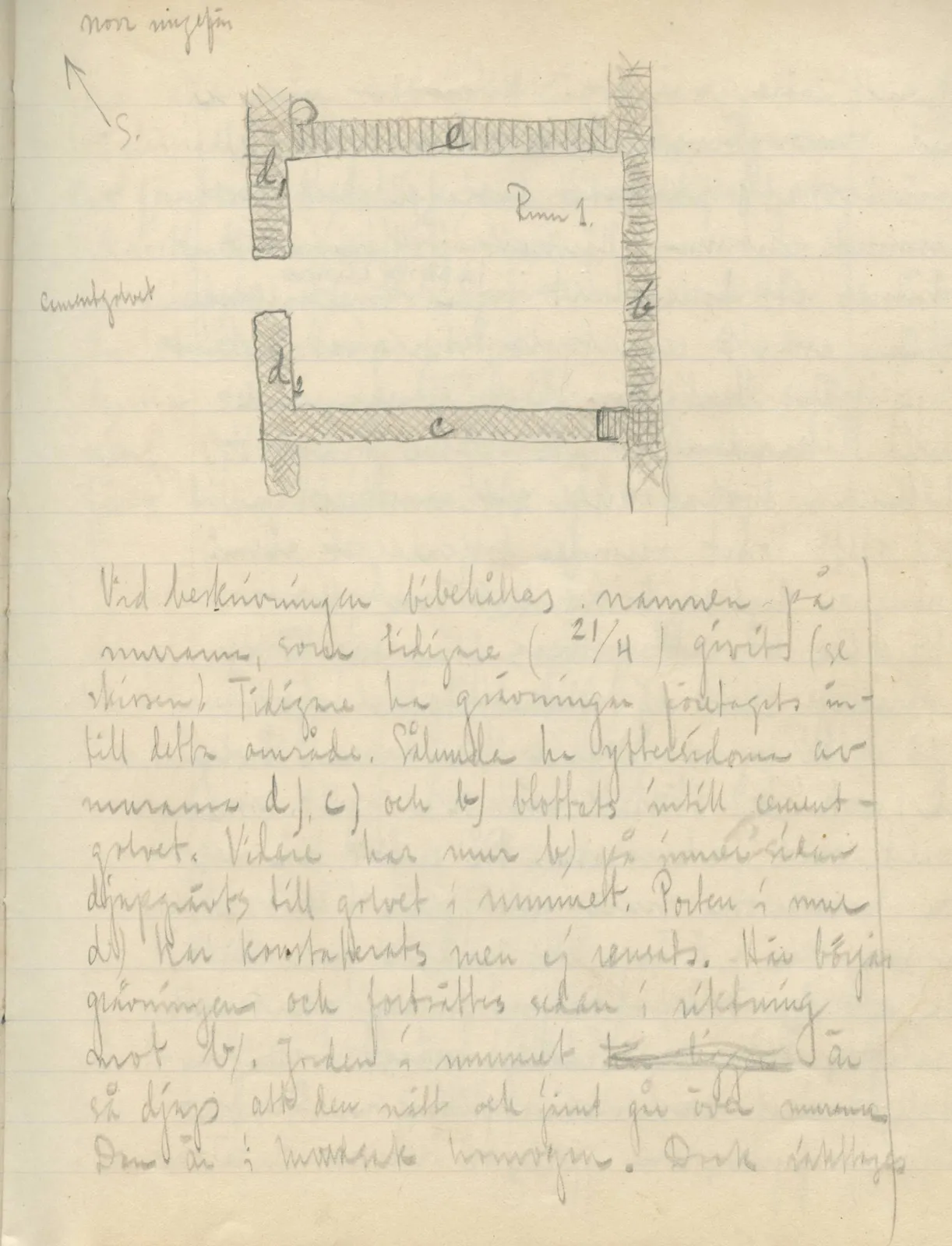 Scan 167 of field diary DII:3a (Vouni I), handwritten in Swedish, with drawings. The transcription and translation follow.