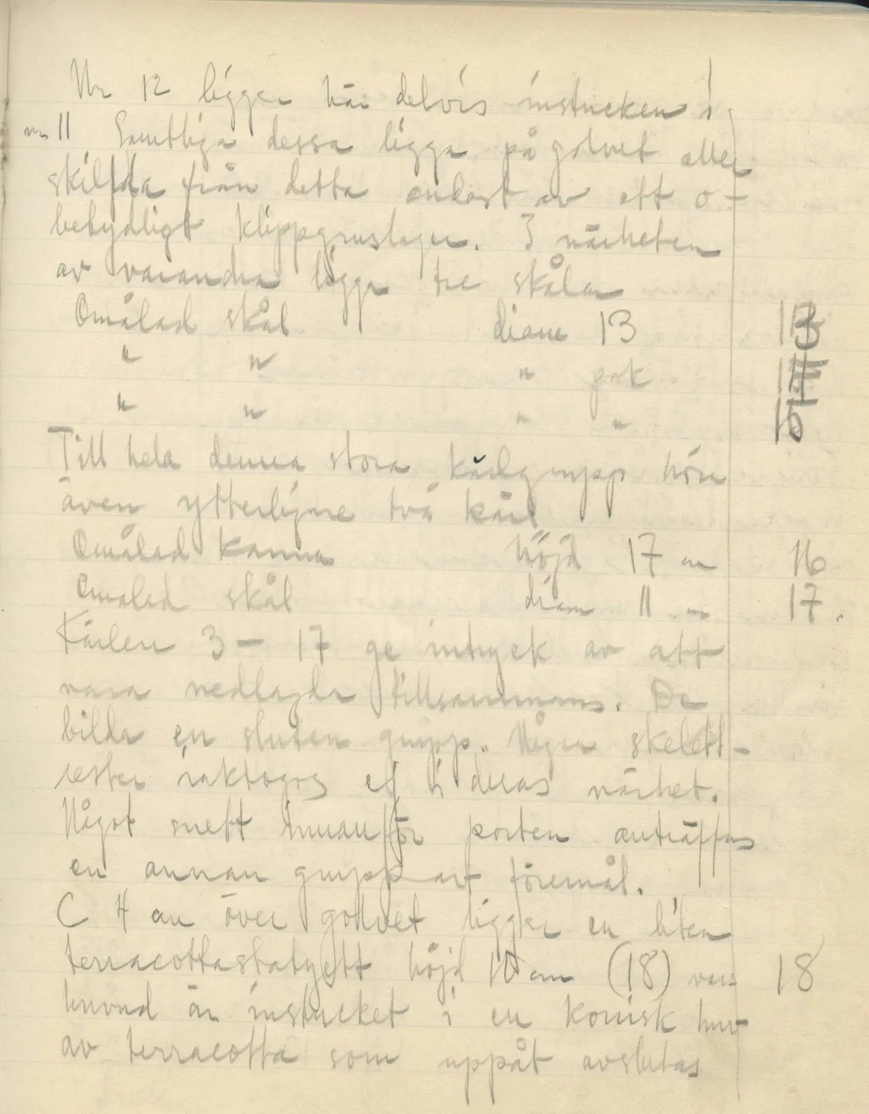 Scan 43 of field diary DII:3b (Vouni, Korakas and the palace), handwritten in Swedish. The transcription and translation follow.