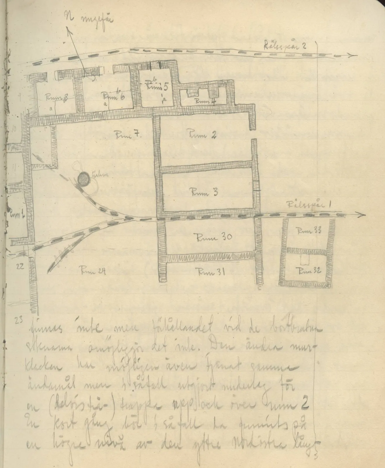 Scan 91 of field diary DII:3b (Vouni, Korakas and the palace), handwritten in Swedish, with drawings. The transcription and translation follow.