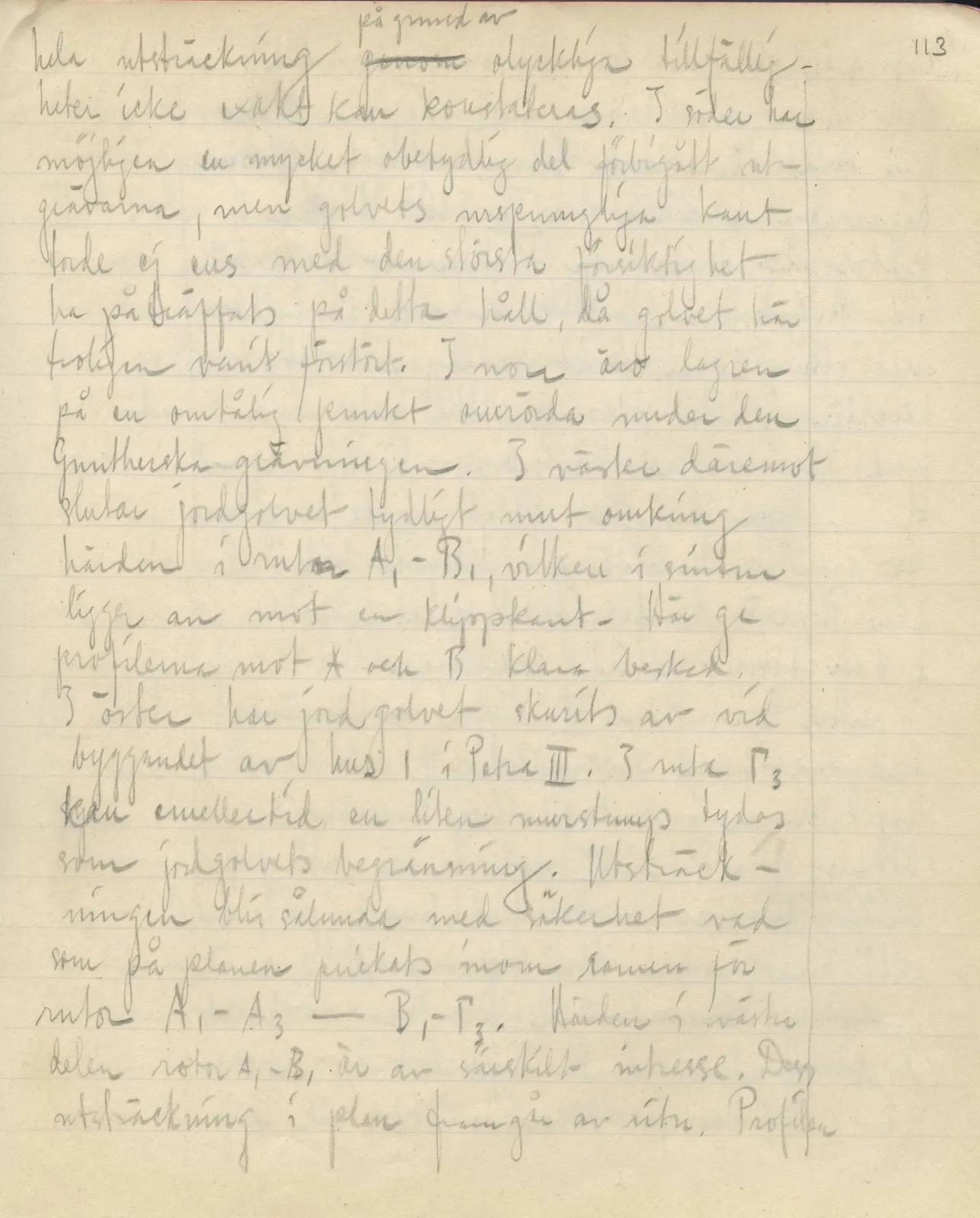 Scan 8 of field diary DII:3c (Petra tou Limniti and Vouni), handwritten in Swedish. The transcription and translation follow.