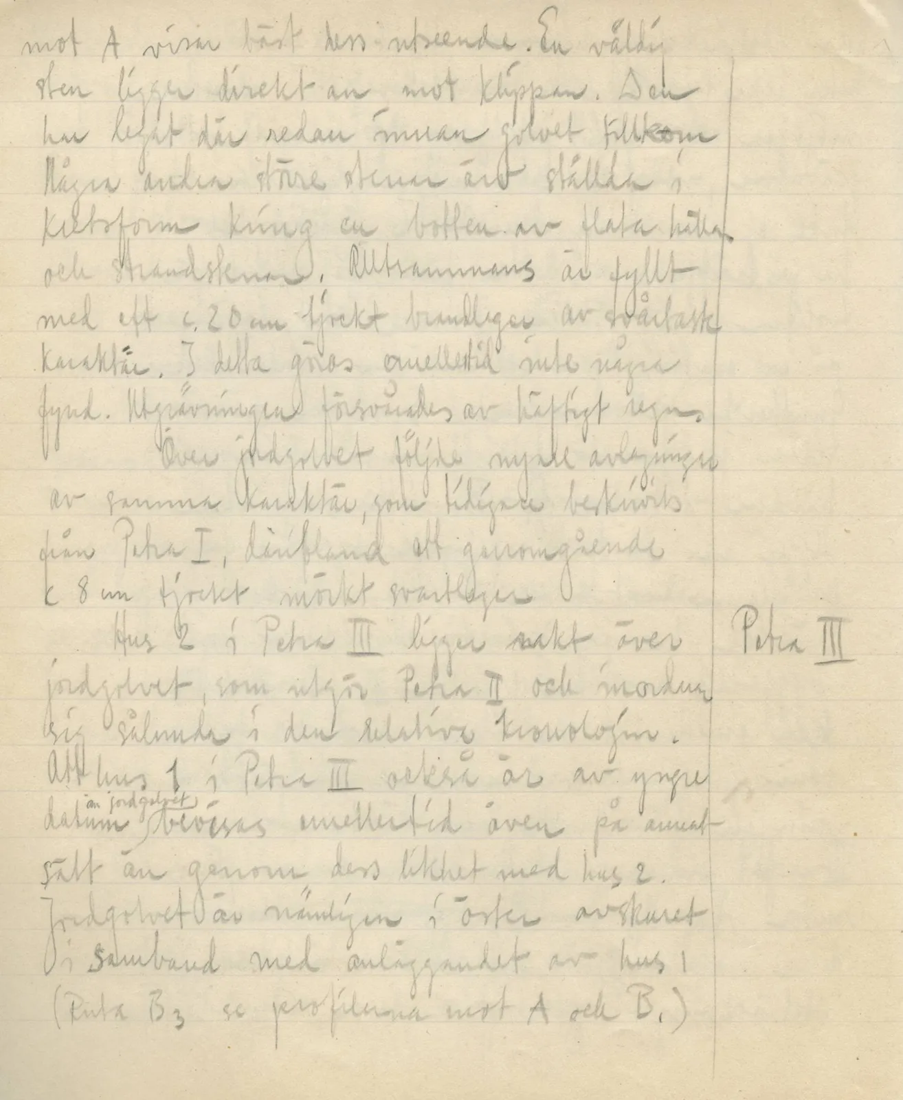 Scan 9 of field diary DII:3c (Petra tou Limniti and Vouni), handwritten in Swedish. The transcription and translation follow.