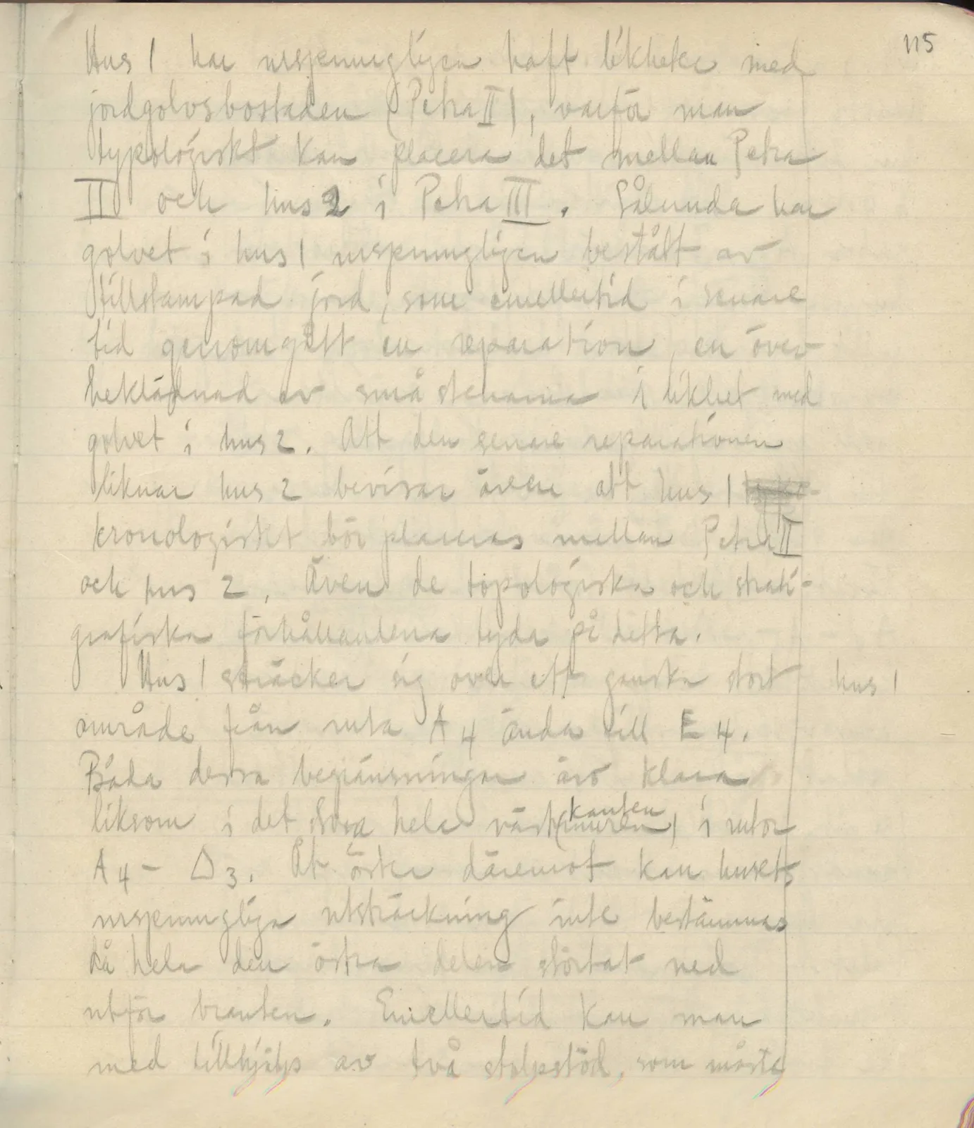 Scan 10 of field diary DII:3c (Petra tou Limniti and Vouni), handwritten in Swedish. The transcription and translation follow.