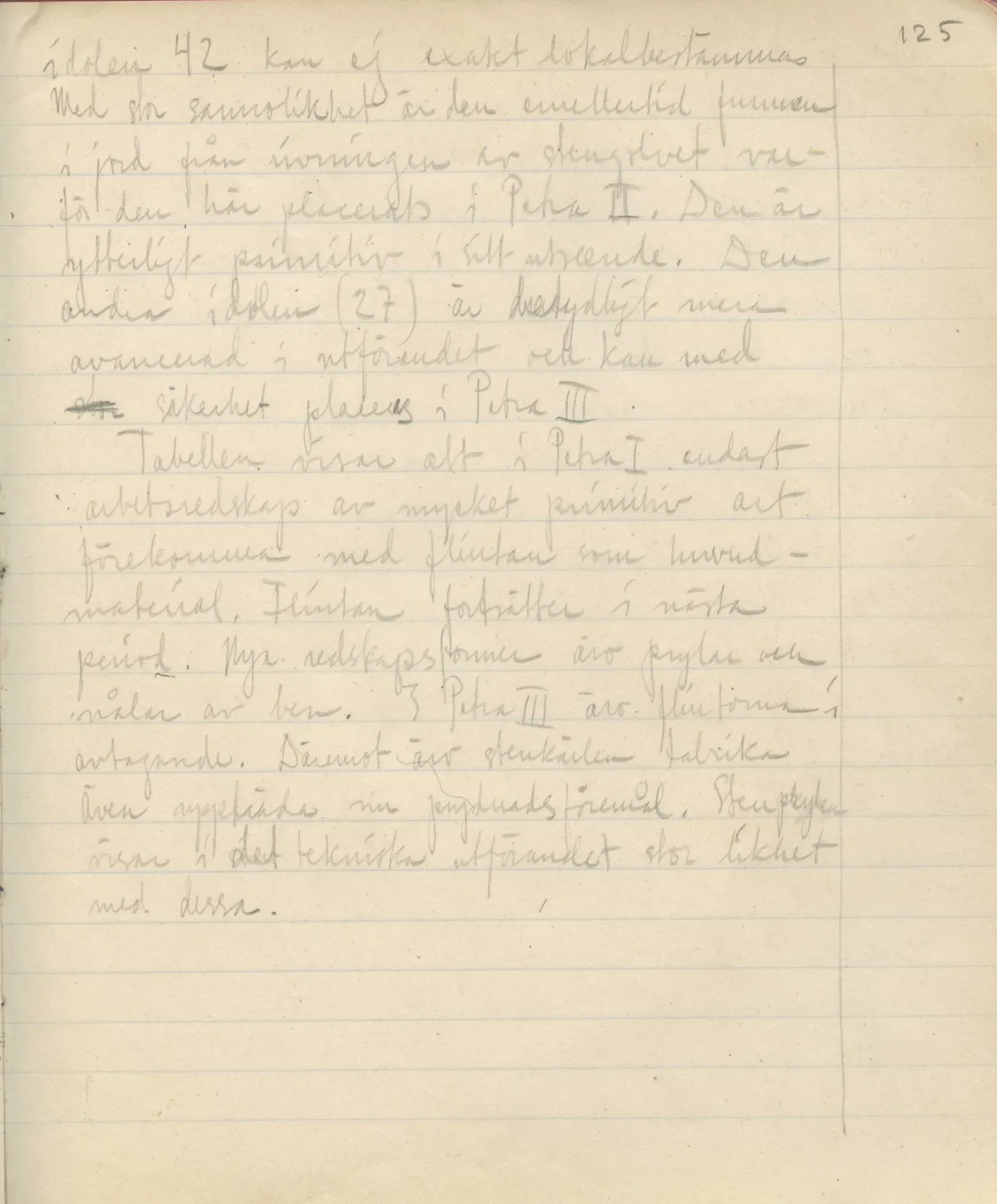 Scan 20 of field diary DII:3c (Petra tou Limniti and Vouni), handwritten in Swedish. The transcription and translation follow.