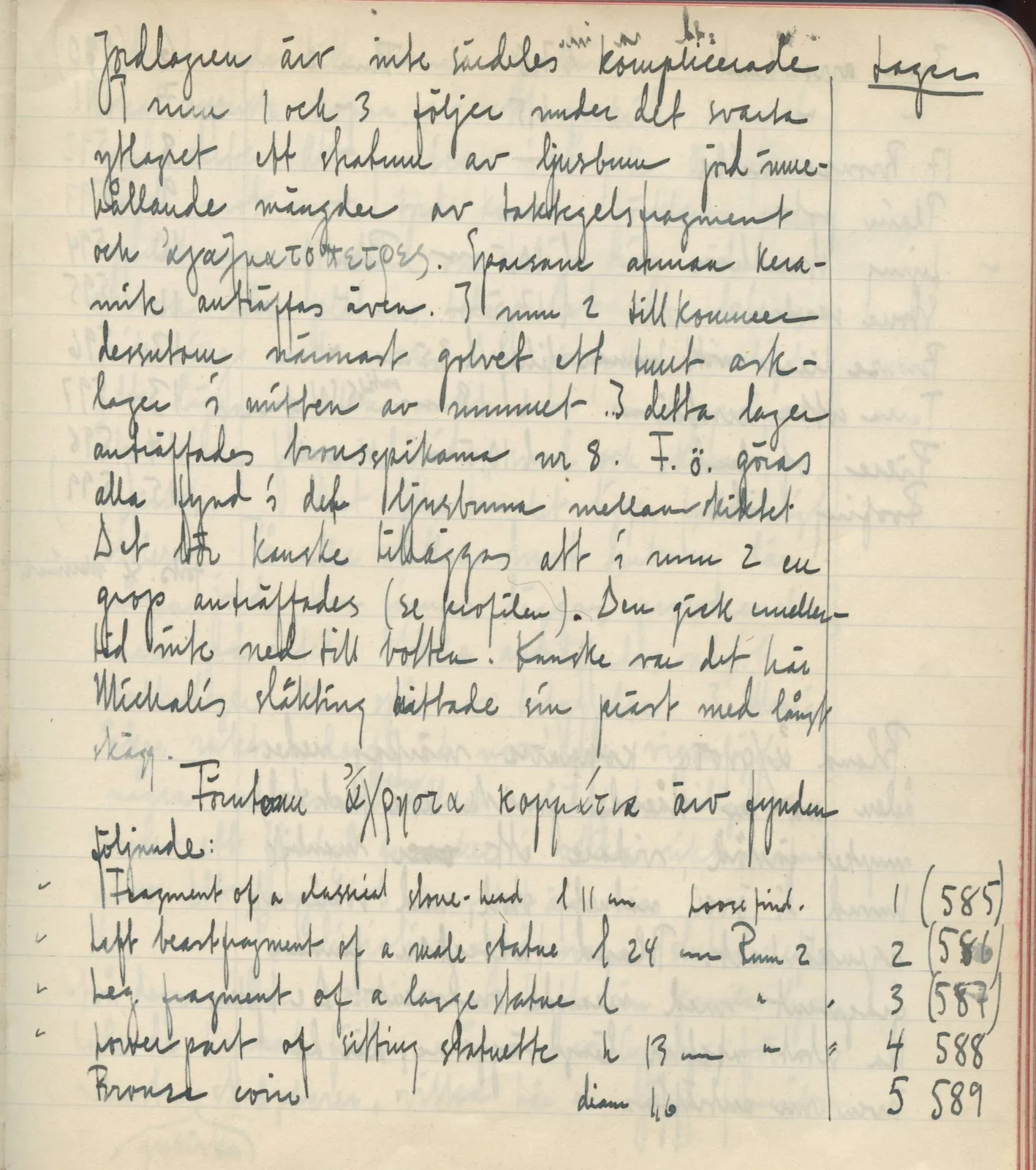 Scan 25 of field diary DII:3c (Petra tou Limniti and Vouni), handwritten in Swedish. The transcription and translation follow.