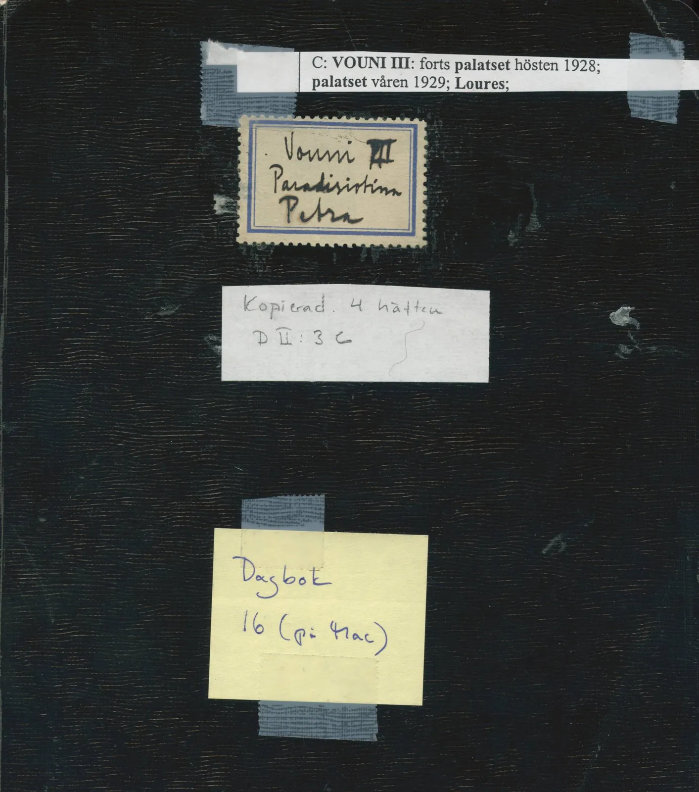 Scan 29 of field diary DII:3c (Petra tou Limniti and Vouni), handwritten in Swedish. The transcription and translation follow.