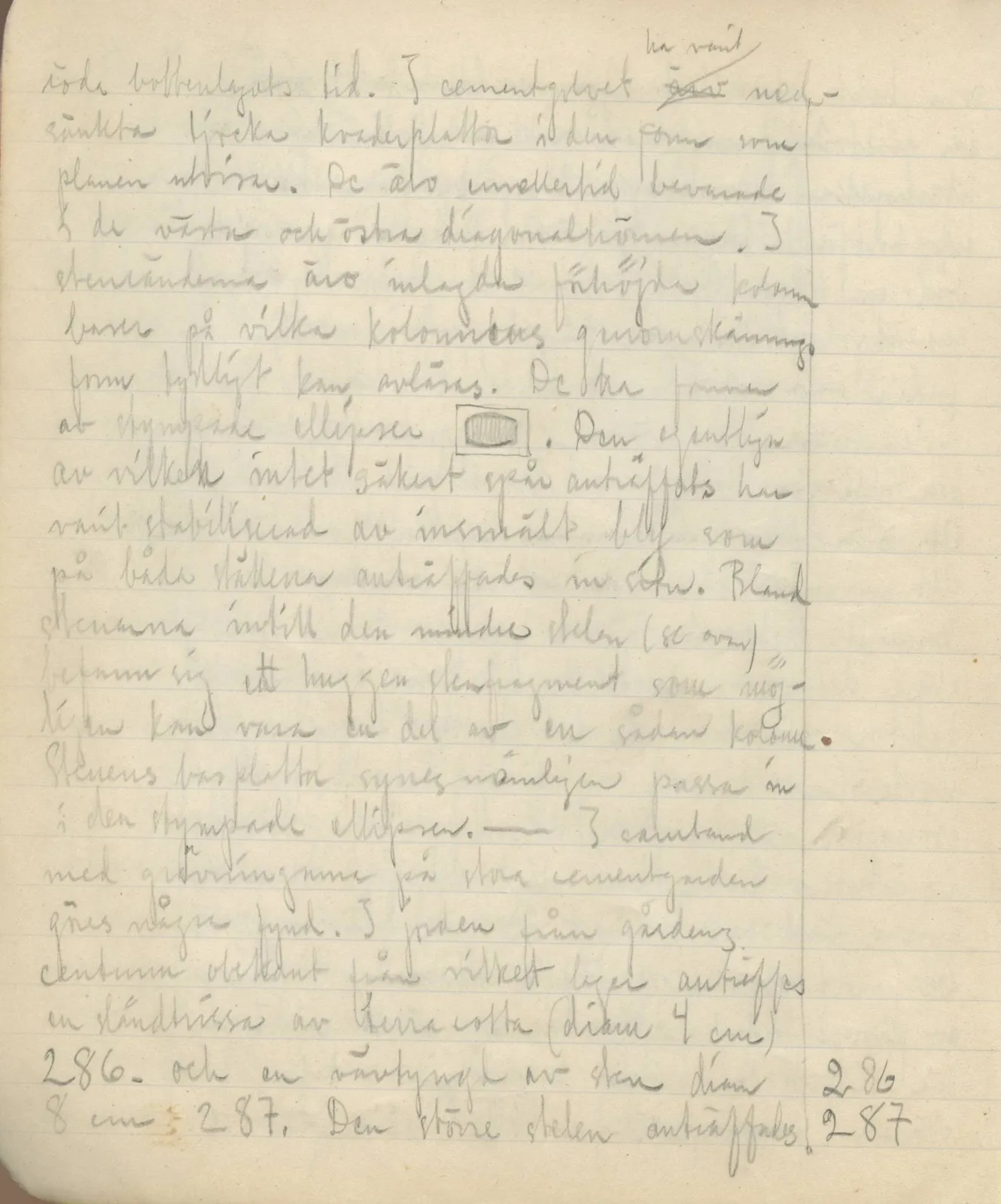 Scan 44 of field diary DII:3c (Petra tou Limniti and Vouni), handwritten in Swedish. The transcription and translation follow.