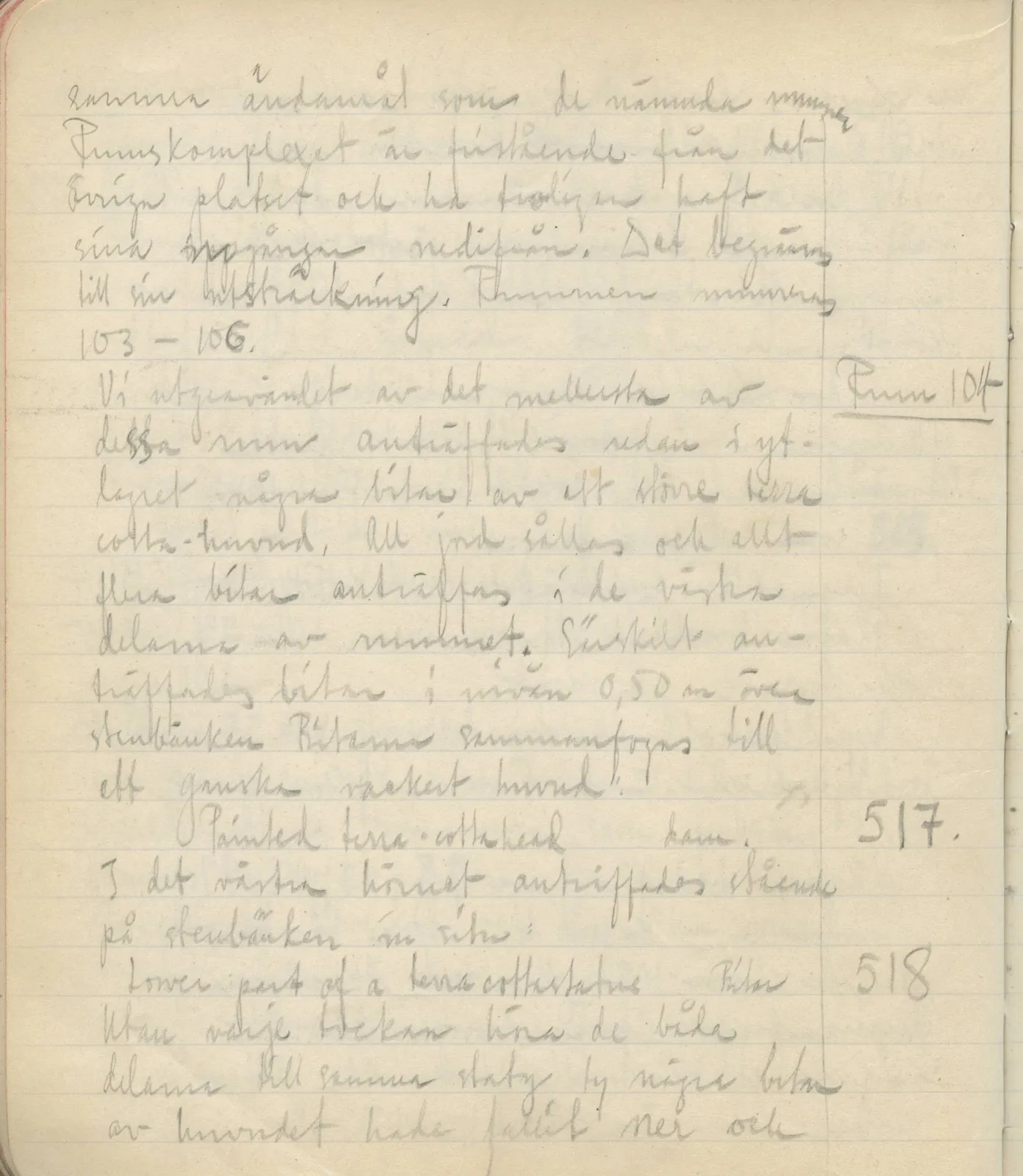 Scan 123 of field diary DII:3c (Petra tou Limniti and Vouni), handwritten in Swedish. The transcription and translation follow.