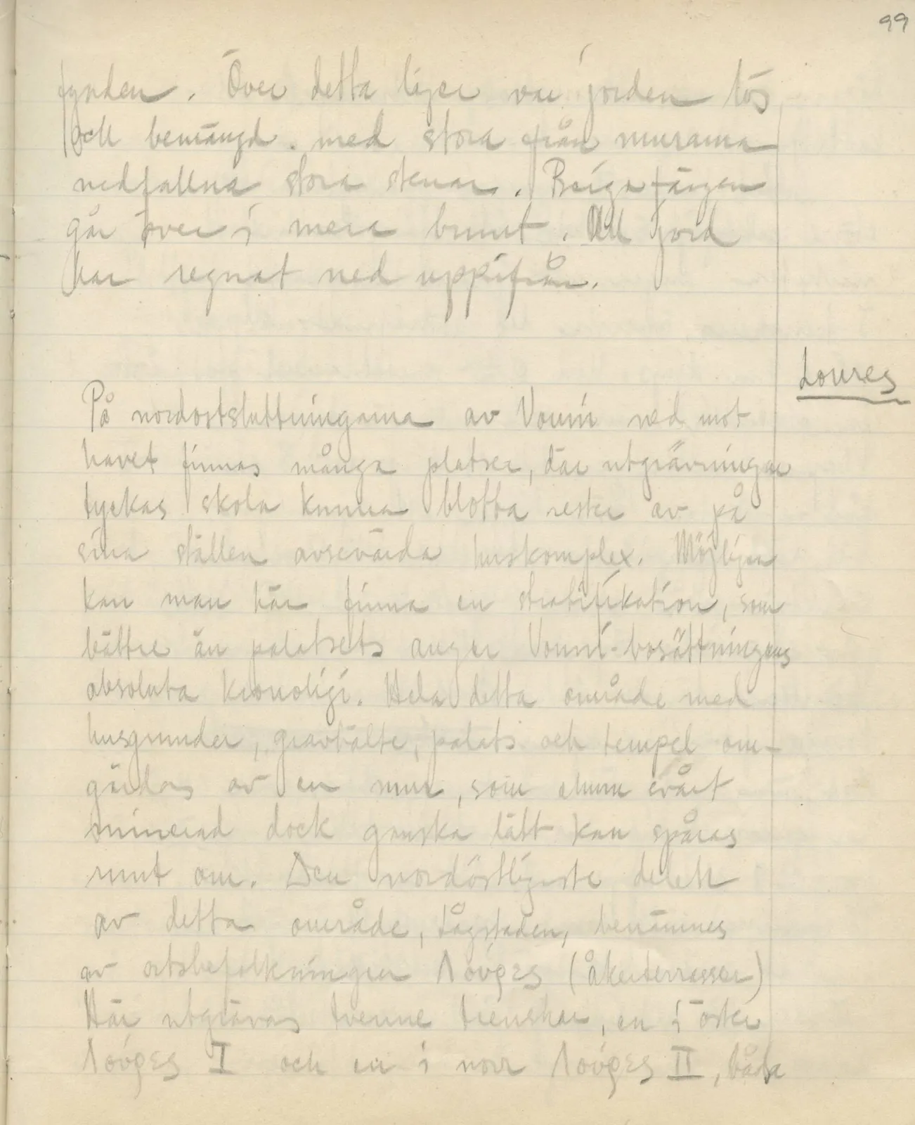 Scan 128 of field diary DII:3c (Petra tou Limniti and Vouni), handwritten in Swedish. The transcription and translation follow.