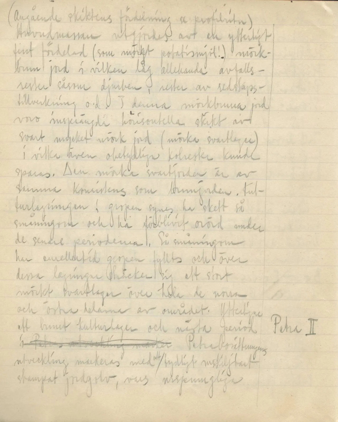Scan 142 of field diary DII:3c (Petra tou Limniti and Vouni), handwritten in Swedish. The transcription and translation follow.