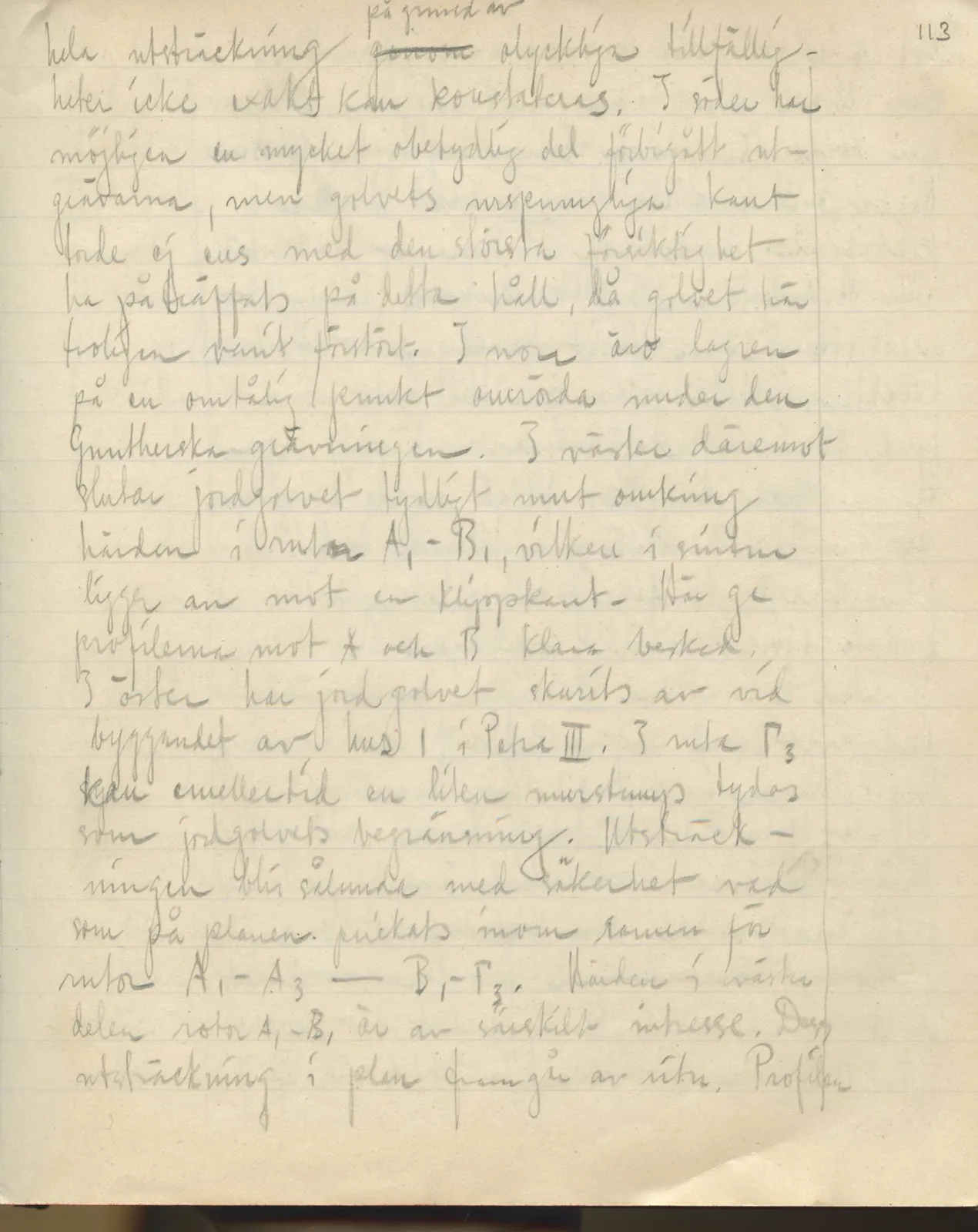 Scan 143 of field diary DII:3c (Petra tou Limniti and Vouni), handwritten in Swedish. The transcription and translation follow.