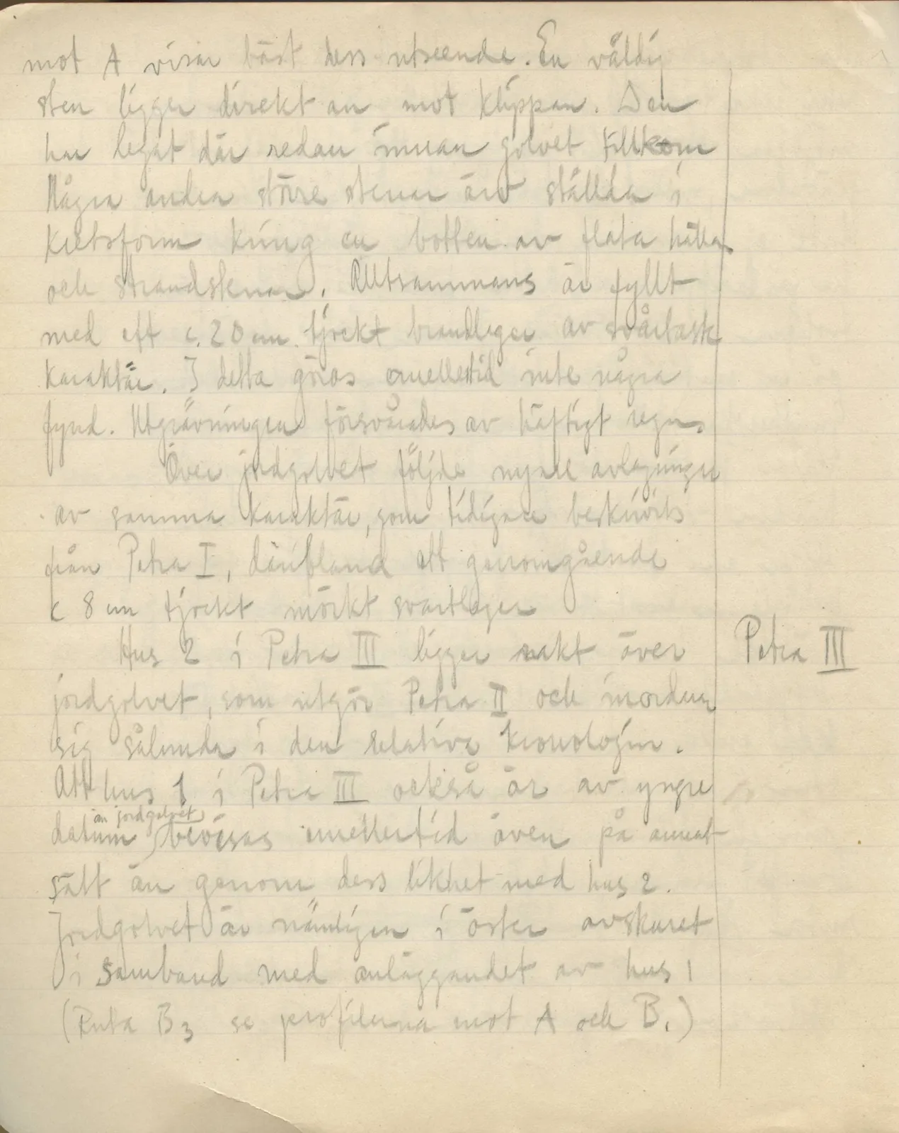 Scan 144 of field diary DII:3c (Petra tou Limniti and Vouni), handwritten in Swedish. The transcription and translation follow.