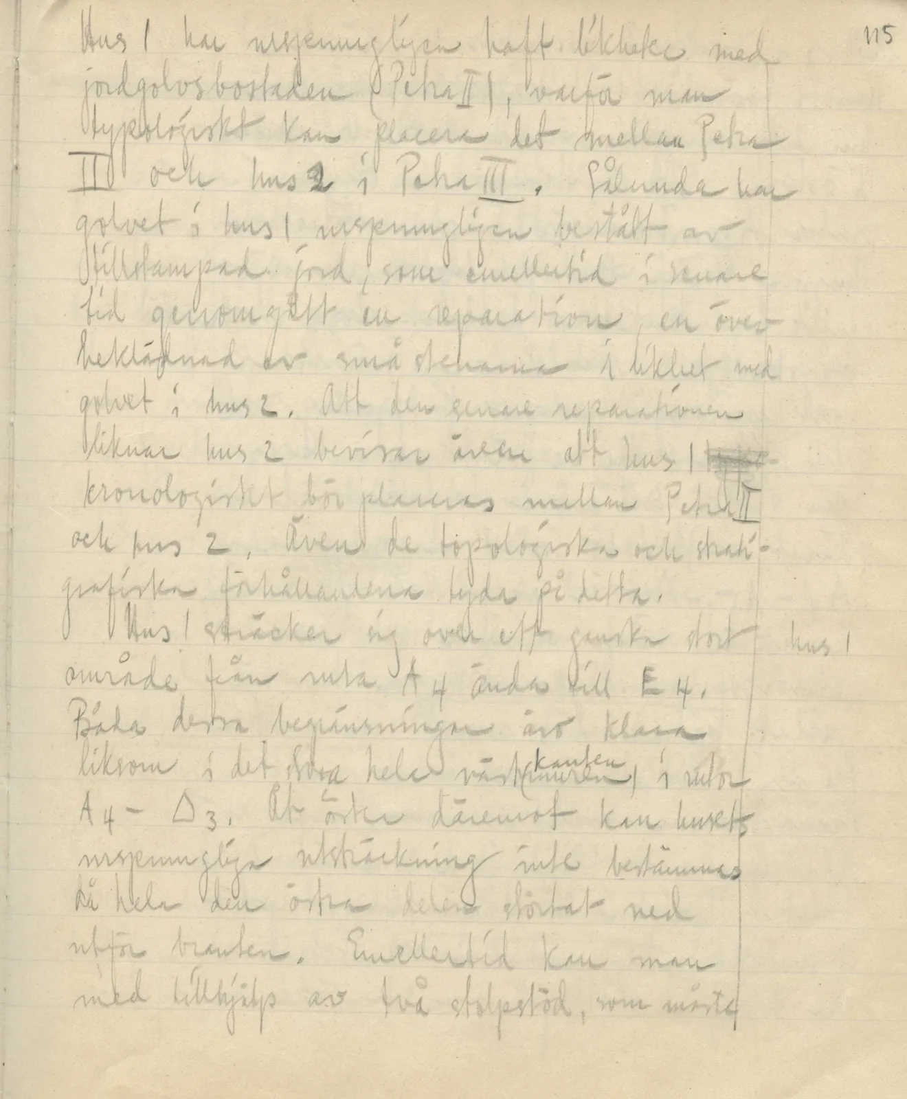 Scan 145 of field diary DII:3c (Petra tou Limniti and Vouni), handwritten in Swedish. The transcription and translation follow.