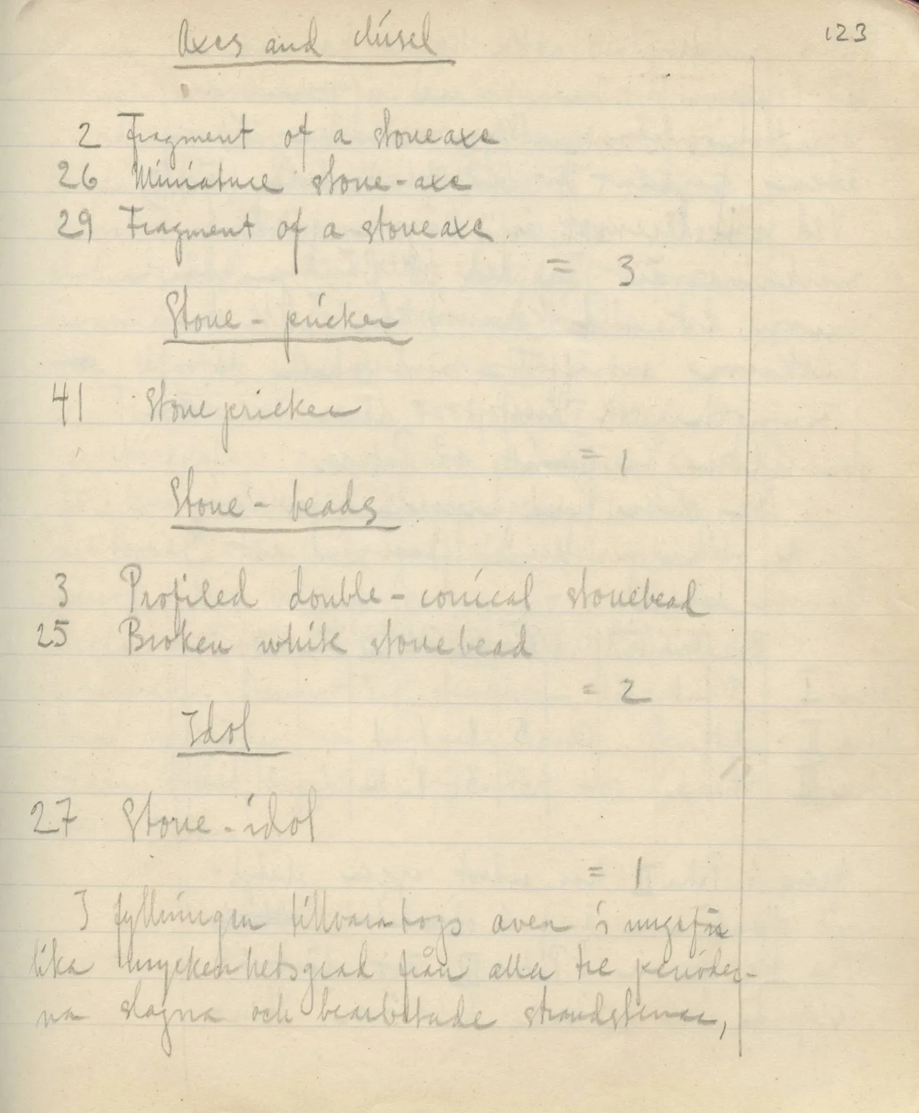 Scan 153 of field diary DII:3c (Petra tou Limniti and Vouni), handwritten in Swedish. The transcription and translation follow.