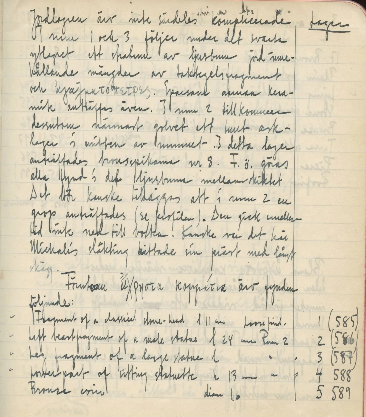 Scan 160 of field diary DII:3c (Petra tou Limniti and Vouni), handwritten in Swedish. The transcription and translation follow.
