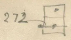 Small rectangle divided horizontally with two dots inside and a line pointing to the left
