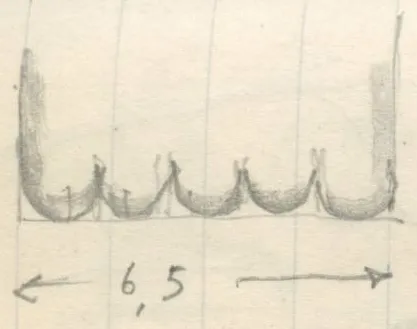 Profile of a fluted section and two carved panels with geometric and floral motifs