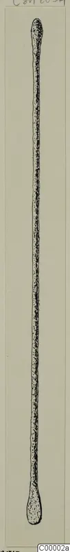 Drawing of a long bronze pin with swollen ends, from Lapithos