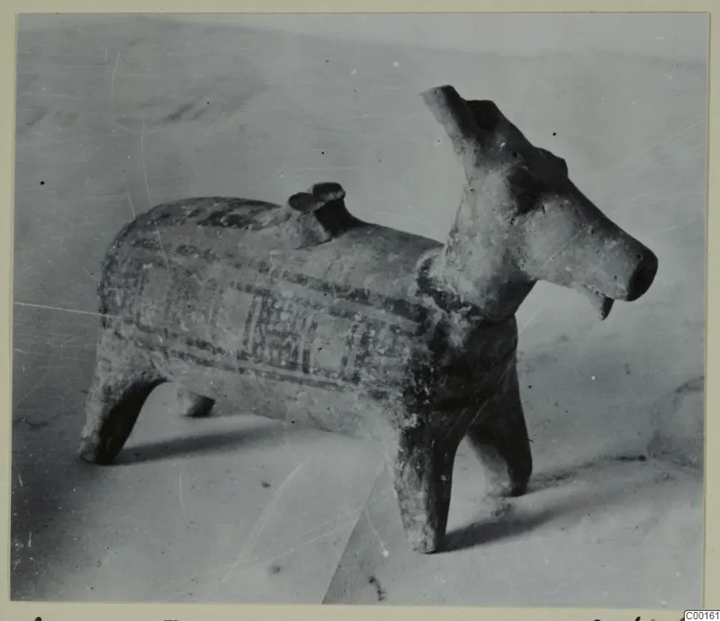 Pottery animal-shaped vessel with painted bands on its body, from Lapithos, Kastros tombs 401–415