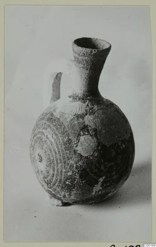 White Painted I jug from Lapithos with a flaring neck and concentric circles on its round body