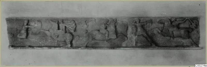 Hellenistic-Roman relief panel with a row of carved figures