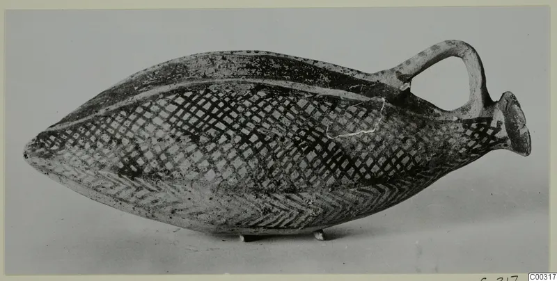 Pottery White Painted I amphora from Lapithos, decorated with cross-hatching and chevrons