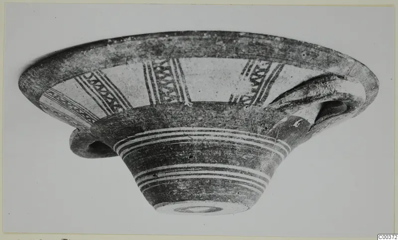 White Painted I bowl from the Kastros tombs at Lapithos, photographed at an angle