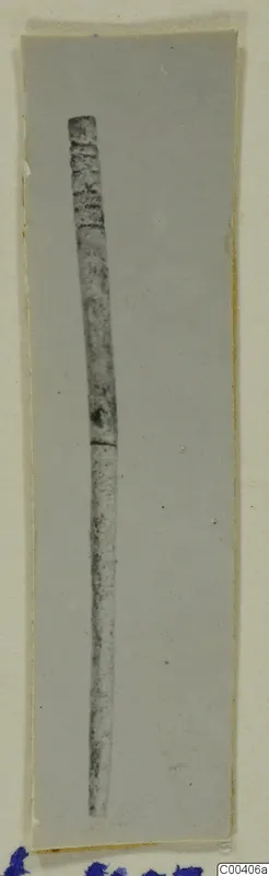 Bone object from the Kastros tombs at Lapithos: a long, slender rod with ridged upper end