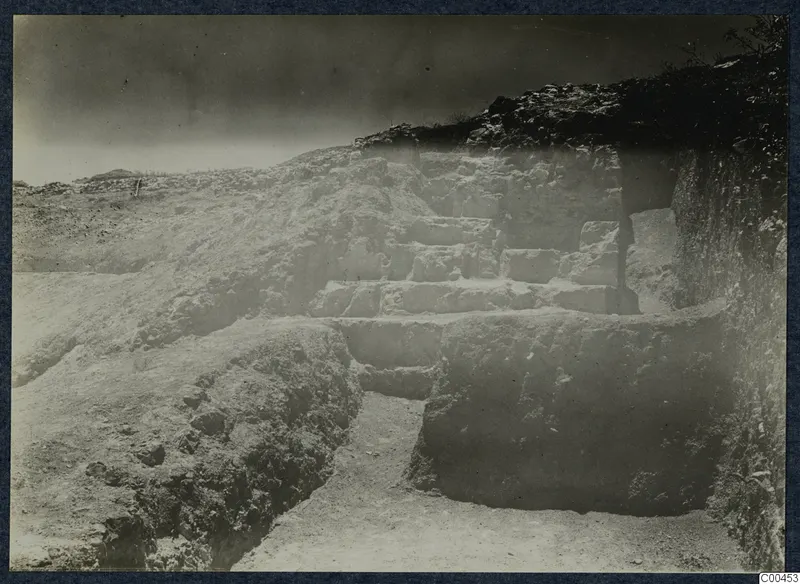 Excavated stone steps at the theatre at Soli, cut into an earth face during excavation