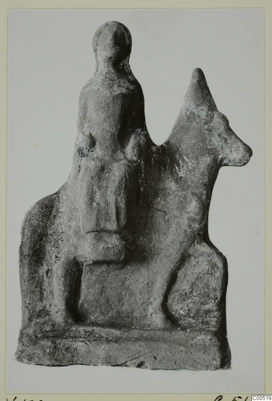 Terracotta figurine of a rider seated on an animal, from Vouni