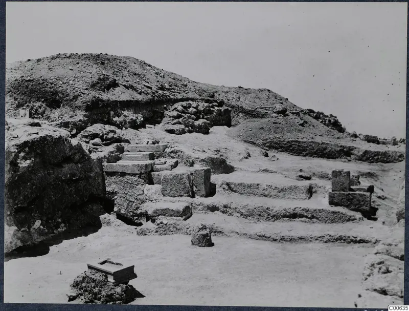 Stone steps and worked stone blocks among excavated ground at Vouni Palace