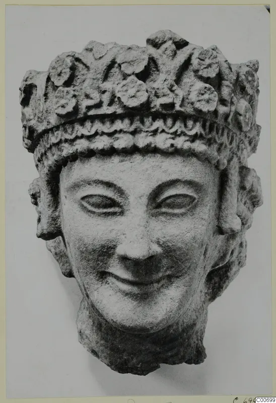 Limestone head fragment with a flower-decorated crown, from Vouni