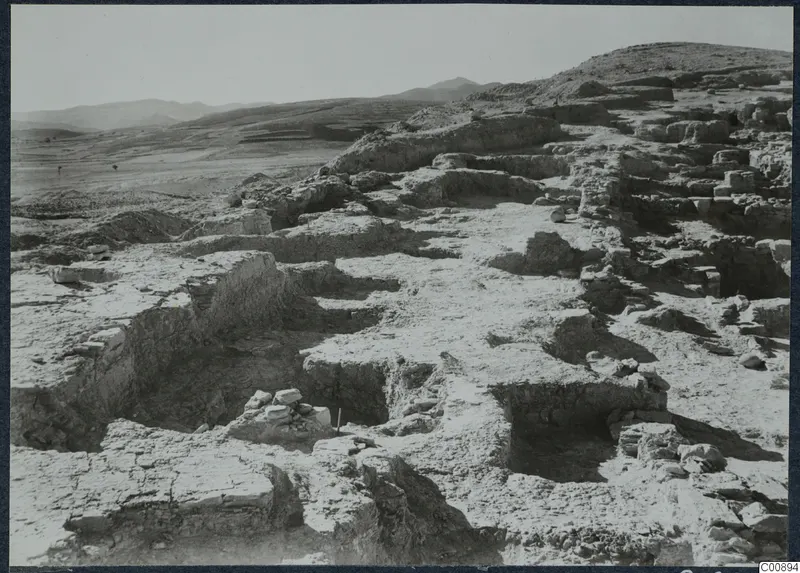 Excavated ruins with wall foundations and loose stone blocks on the Acropolis at Idalion