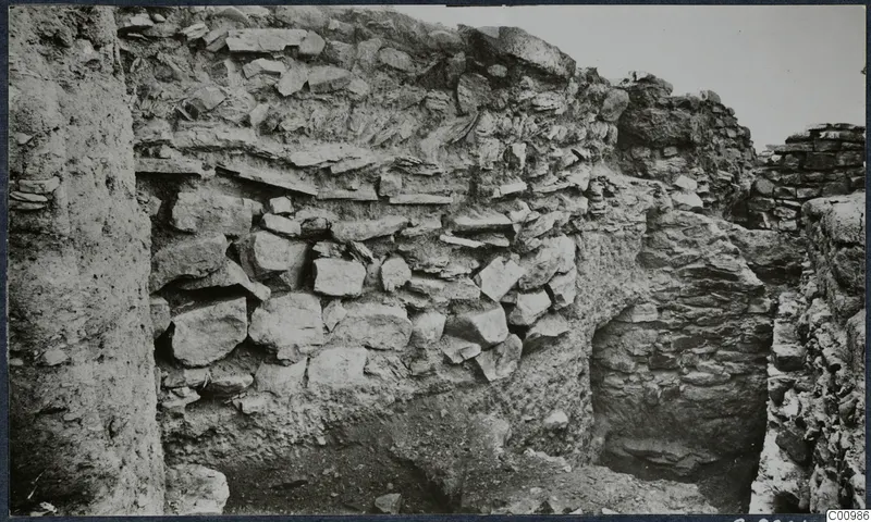 Excavated stone wall with an earthen face and a recessed opening at the Idalion acropolis