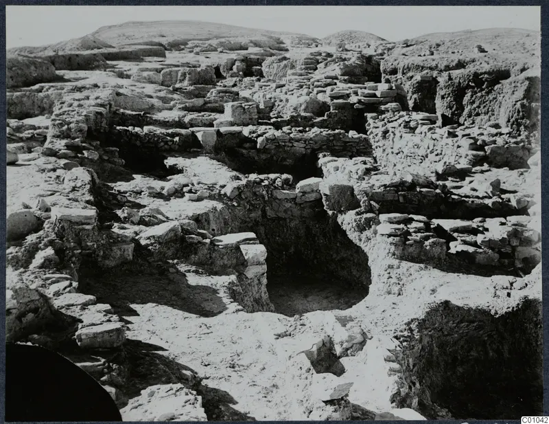 Excavated ruins on the Acropolis at Idalion, with low walls and stone foundations among rubble.