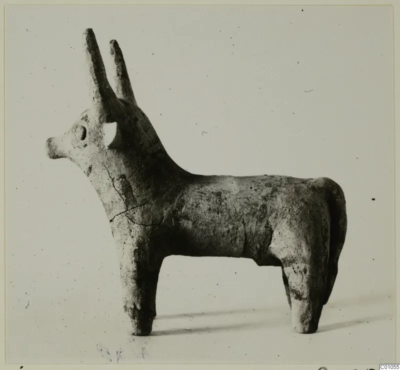 Terracotta figure of a horned animal, facing left, from Idalion