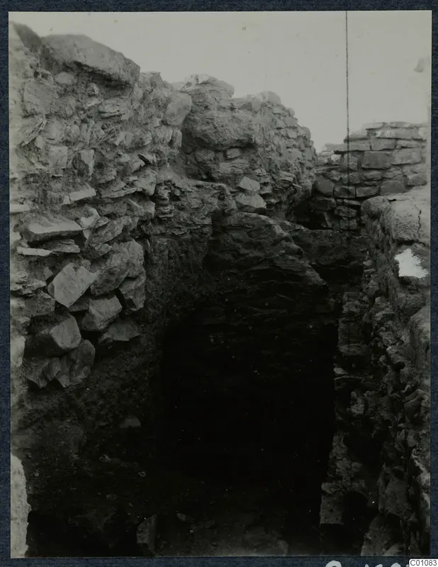 Excavated stone walls framing a dark passage opening at Idalion acropolis