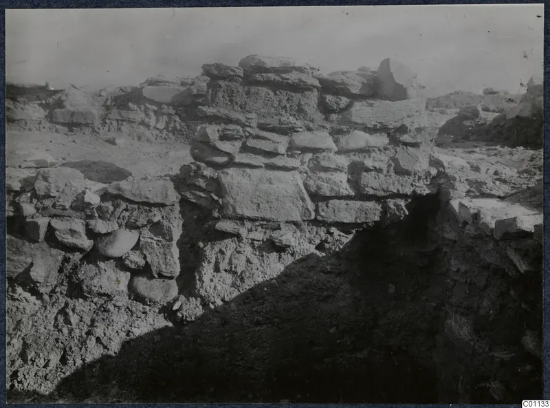 Stone wall remains at Idalion Acropolis during excavation