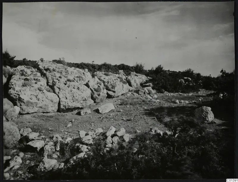 Rocky scrubland at Nitovikla on the Karpas Peninsula, with limestone boulders and low shrubs.
