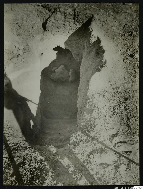 Excavated cutting at Kountoura Trachonia with a few stones lying at its far end