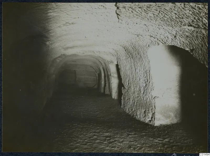 Excavation at the Karpas peninsula: vaulted underground passage with square pillars