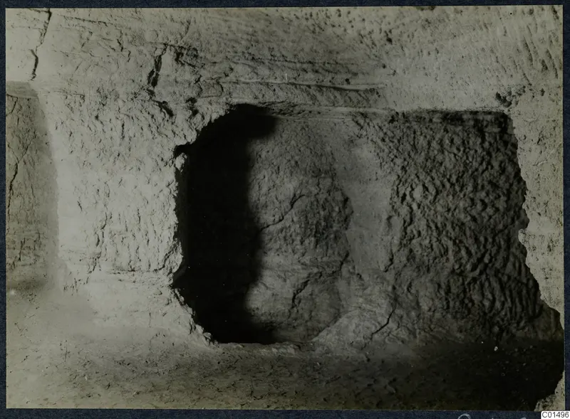 Dark opening cut into a pale sandy wall during excavation on the Karpas peninsula