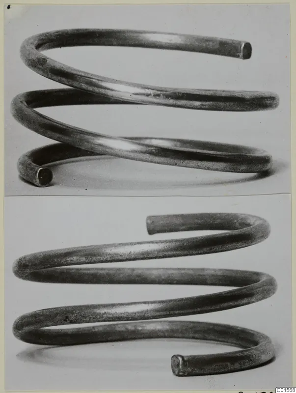 Two photographs of a spiral metal wire coil, a find from Vouni