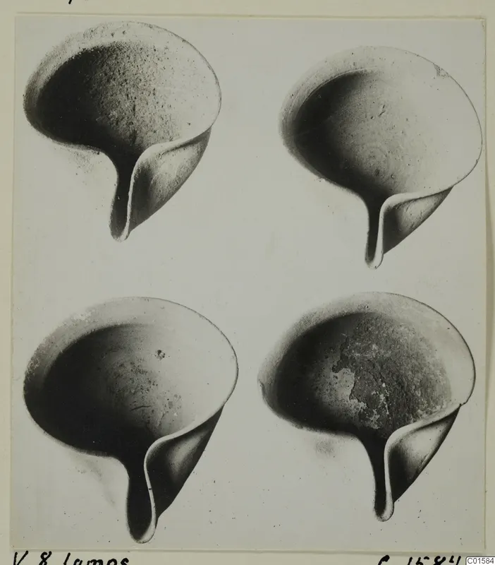 Four terracotta lamps from Vouni, shown together in a two-by-two grid