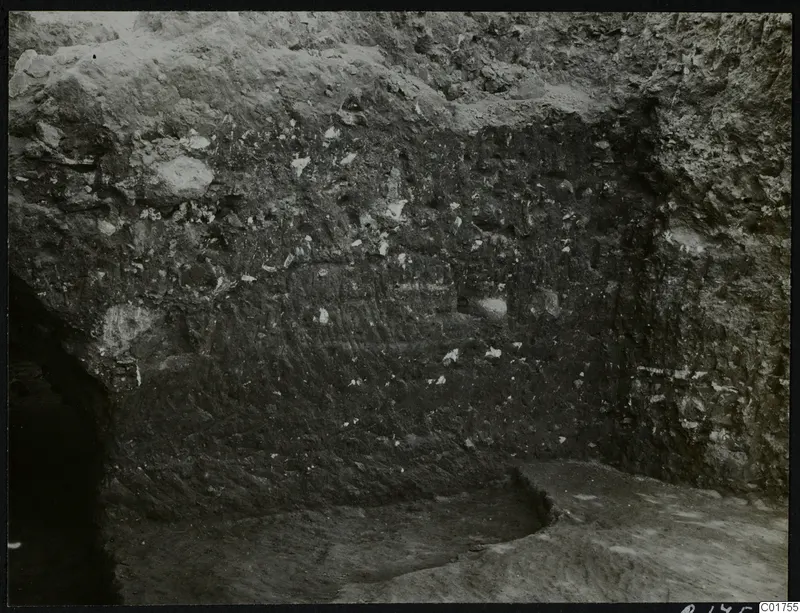Vertical profile of layered excavated soil with pale stones, in the eastern part of Bamboula, Kition