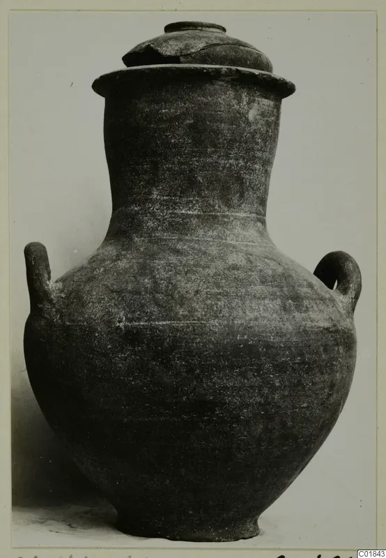 Pottery Plain White VI jar with a lid and two loop handles