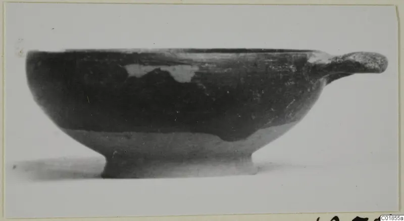 Shallow bowl with a horizontal handle and a short ring foot, from Marion, tombs 46–60