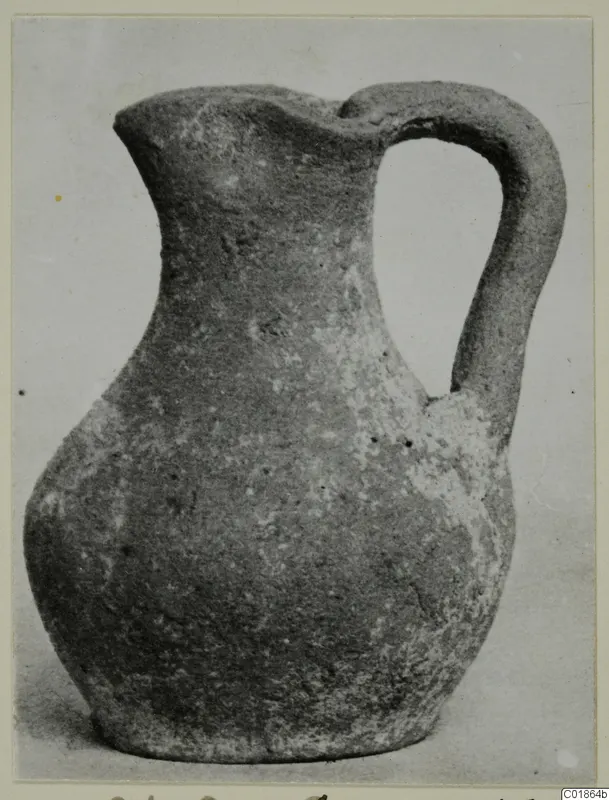 Plain pottery jug with a single loop handle and pinched spout, Pottery Plain White VII