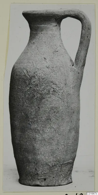 Pottery Plain White VII, a single-handled jug with a long neck, flared mouth and rounded body
