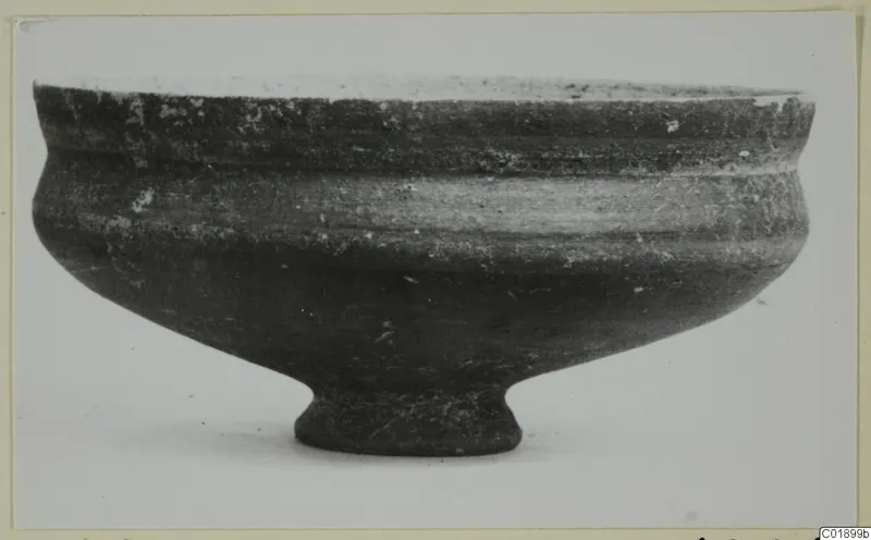 Pottery bowl with a flaring rim and low ring foot, from the Marion finds for tombs 31–45.