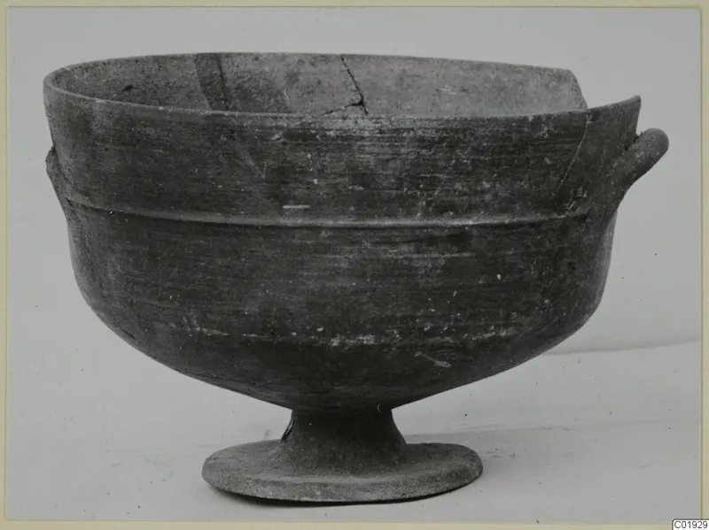 Footed bowl with handles, Pottery Black-on-Red I-III, from the Kastros tombs at Lapithos